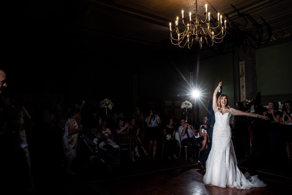 A fairy-tale ballroom for the first dance at Delapré Abbey.